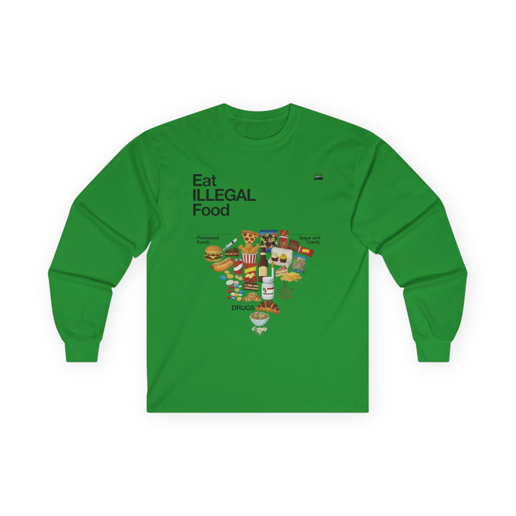 Eat Illegal Food long sleeve tee | Illustration of exotic snacks, food icons