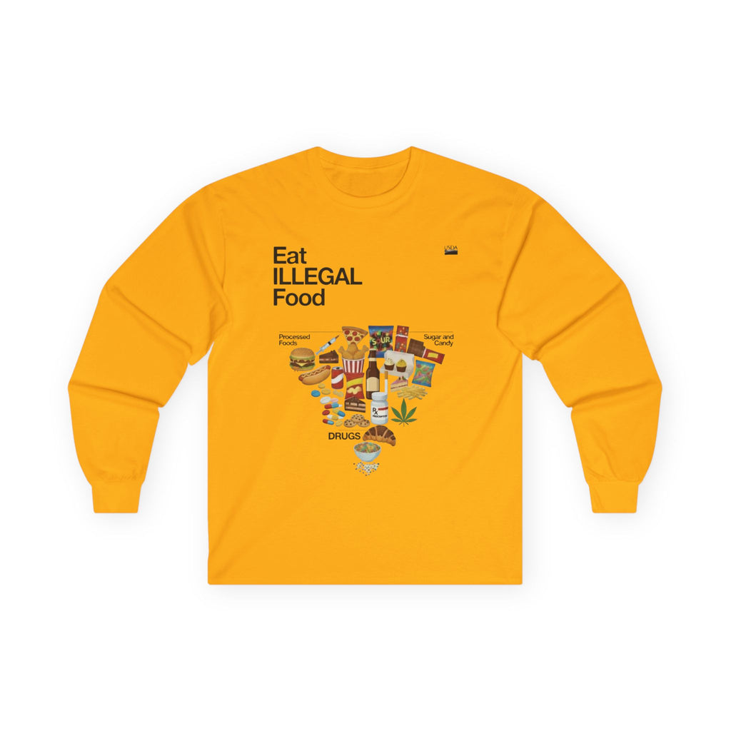Eat Illegal Food long sleeve tee | Illustration of exotic snacks, food icons