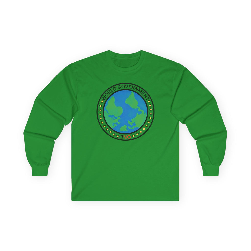 NO World Government Globe Long Sleeve Tee | Planet Earth logo