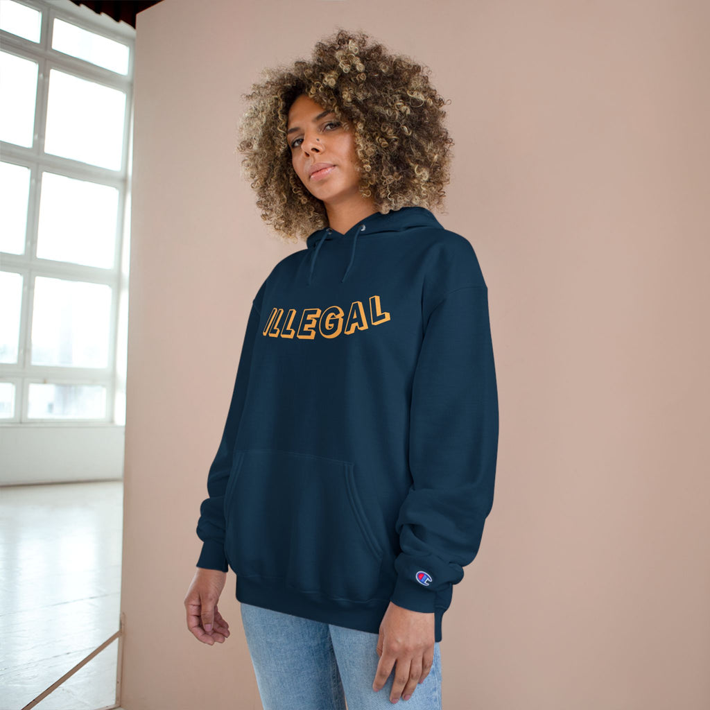 ILLEGAL Rattlesnake Champion Hoodie | Coiled Snake Graphic, Distressed Yellow Text