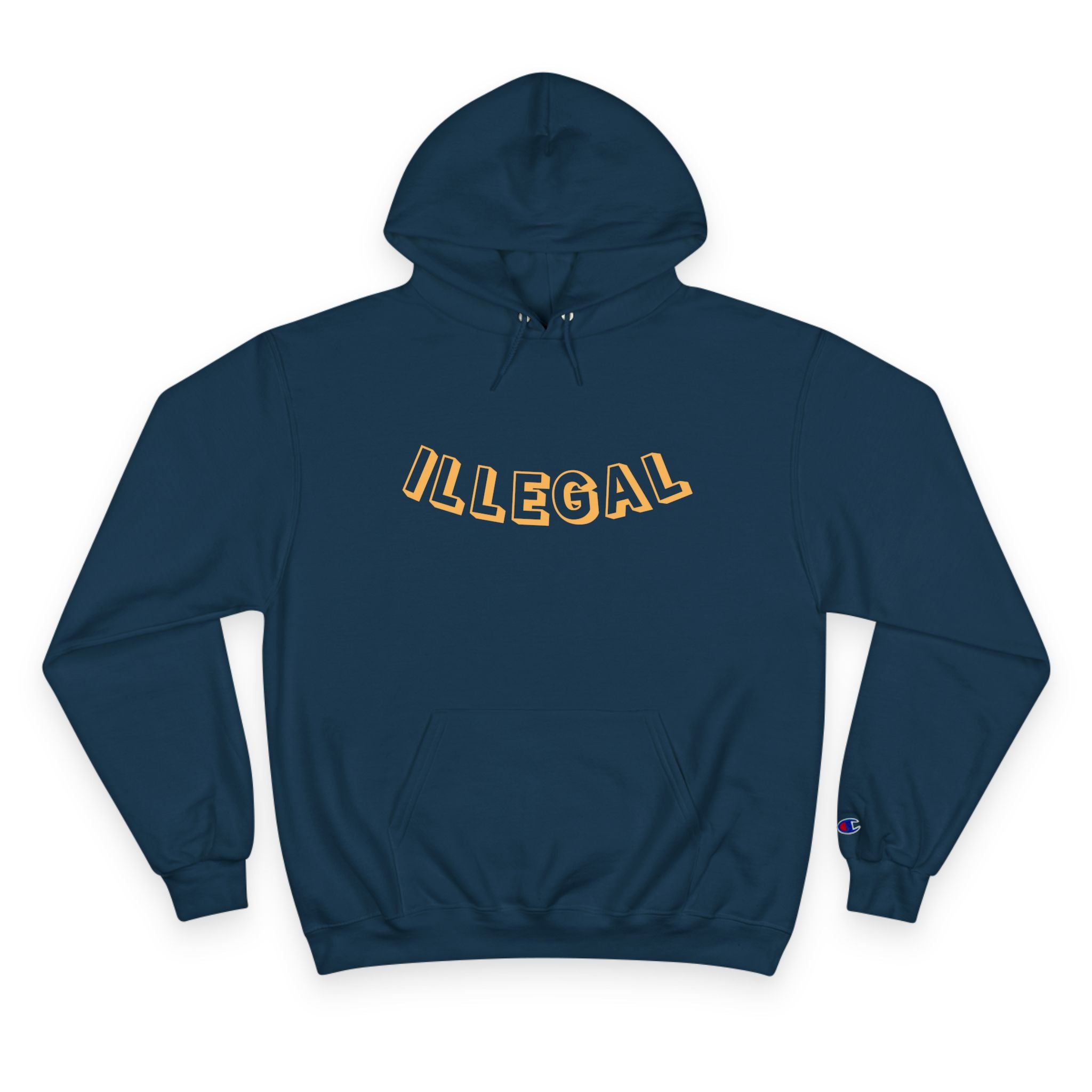 ILLEGAL Rattlesnake Champion Hoodie | Coiled Snake Graphic, Distressed Yellow Text