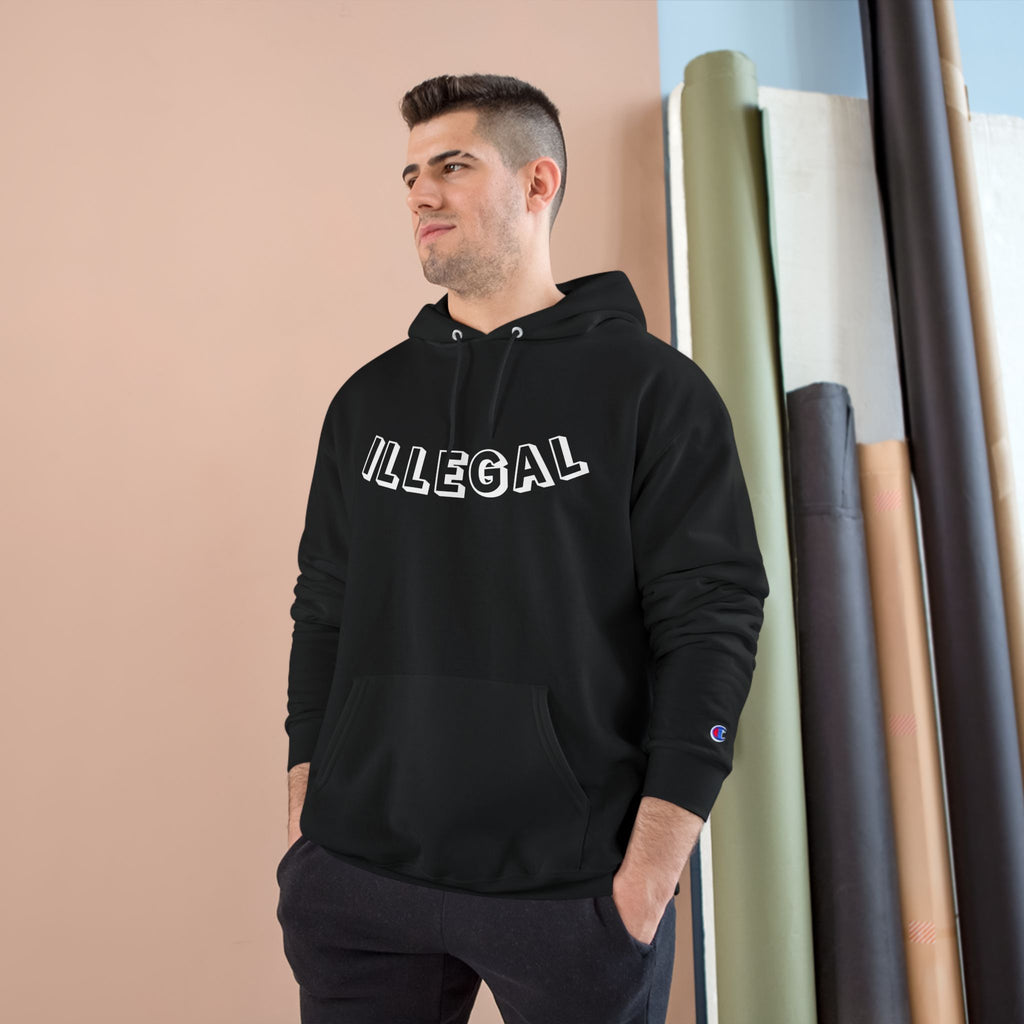 ILLEGAL Rattlesnake Champion Hoodie | Coiled Snake Graphic, Distressed Yellow Text