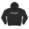 ILLEGAL Rattlesnake Champion Hoodie | Coiled Snake Graphic, Distressed Yellow Text