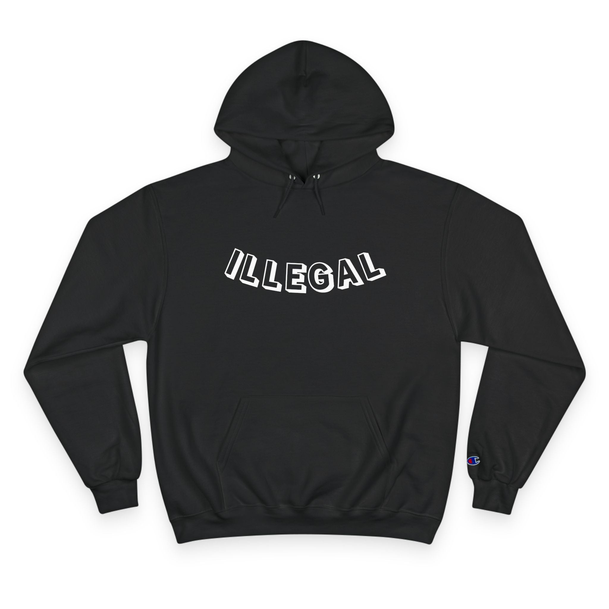 ILLEGAL Rattlesnake Champion Hoodie | Coiled Snake Graphic, Distressed Yellow Text